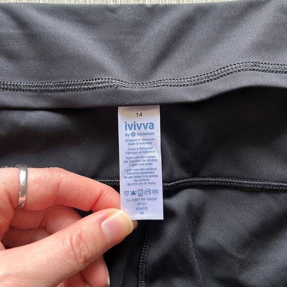 Ivivva by Lululemon Black High Rise 7/8 Length Fresh Focus Pant Leggings Size 14 - Picture 11 of 14